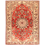 Isfahan Persian Rug 6'11" x 5'0" - Semi Antique Medallion Crimson, Cream Hand Knotted | front view | SKU 111557