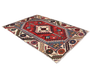 Shiraz Persian Rug 5'3" x 3'1" - Semi Antique Geometric Blue, Red Hand Knotted | pile detail | SKU 111559