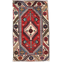 Shiraz Persian Rug 5'3" x 3'1" - Semi Antique Geometric Blue, Red Hand Knotted | front view | SKU 111559