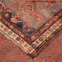 Shiraz Persian Rug 8x5 ft - Semi Antique Geometric Blue, Red Hand Knotted | corner detail | SKU 111560