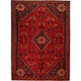 Shiraz Persian Rug 9x6 ft - Semi Antique Geometric Blue, Red Hand Knotted | front view | SKU 111561