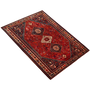 Shiraz Persian Rug 9'4" x 5'8" - Semi Antique Geometric Blue, Red Hand Knotted | texture detail | SKU 111562