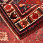 Shiraz Persian Rug 9'4" x 5'8" - Semi Antique Geometric Blue, Red Hand Knotted | corner detail | SKU 111562