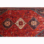 Shiraz Persian Rug 9'4" x 5'8" - Semi Antique Geometric Blue, Red Hand Knotted | pile detail | SKU 111562