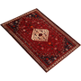 Shiraz Persian Rug 8x5 ft - Semi Antique Geometric Blue, Red Hand Knotted | texture detail | SKU 111566