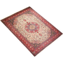 Tabriz Persian Rug 12'8" x 9'8" - Semi Antique Medallion Red, Cream Hand Knotted | texture detail | SKU 111574