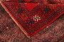 Quchan Persian Rug 9x5 ft - Semi Antique Geometric, Diamond Lattice Red, Crimson, Navy Blue Hand Knotted | corner detail | SKU 111602