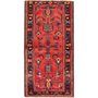 Saveh Persian Rug 6'7" x 3'3" - Semi Antique Medallion Red, Brown Hand Knotted | front view | SKU 111604