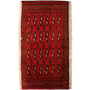 Turkmen Persian Rug 3'3" x 1'8" - Semi Antique Geometric Crimson, Navy Blue Hand Knotted | front view | SKU 111609