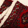 Turkmen Persian Rug 3'5" x 1'6" - Semi Antique Geometric Crimson, Navy Blue Hand Knotted | pile detail | SKU 111617