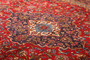 Kashan Persian Rug 13x9 ft - Semi Antique Medallion (Toranj), Shah Abbasi Crimson, Navy Blue, Cream Hand Knotted | detail view | SKU 111622