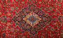 Kashan Persian Rug 13x9 ft - Semi Antique Medallion (Toranj), Shah Abbasi Crimson, Navy Blue, Cream Hand Knotted | pile detail | SKU 111622