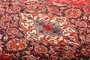 Kashan Persian Rug 12x9 ft - Semi Antique Medallion Crimson, Navy Blue Hand Knotted | detail view | SKU 111630