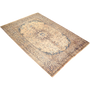 Sabzevar Persian Rug 11'4" x 8'2" - Semi Antique Medallion Crimson, Beige Hand Knotted | texture detail | SKU 111631