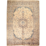 Sabzevar Persian Rug 11'4" x 8'2" - Semi Antique Medallion Crimson, Beige Hand Knotted | front view | SKU 111631
