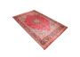 Sabzevar Persian Rug 12x9 ft - Semi Antique Shah Abbasi, Medallion (Toranj) Crimson, Navy Blue, Cream Hand Knotted | back view | SKU 111633