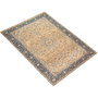 Najafabad Persian Rug 11x7 ft - Semi Antique Medallion (Toranj), Shah Abbasi Cream, Navy Blue, Persian Blue Hand Knotted | texture detail | SKU 111639