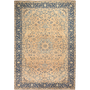 Najafabad Persian Rug 11x7 ft - Semi Antique Medallion (Toranj), Shah Abbasi Cream, Navy Blue, Persian Blue Hand Knotted | front view | SKU 111639