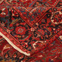 Heriz Persian Rug 10x7 ft - Semi Antique Medallion Red, Brown Hand Knotted | corner detail | SKU 111641