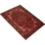 Heriz Persian Rug 10x7 ft - Semi Antique Medallion Red, Brown Hand Knotted | texture detail | SKU 111641