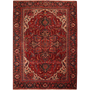 Heriz Persian Rug 10x7 ft - Semi Antique Medallion Red, Brown Hand Knotted | front view | SKU 111641