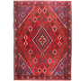 Josheghan Persian Rug 10x7 ft - Semi Antique Geometric Crimson, Navy Blue Hand Knotted | front view | SKU 111642