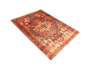 Bakhtiari Persian Rug 7x5 ft - Semi Antique Medallion (Toranj), Geometric Madder Red, Crimson, Cream Hand Knotted | pile detail | SKU 111644