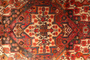 Bakhtiari Persian Rug 7'1" x 5'5" - Semi Antique Medallion Blue, Crimson Hand Knotted | texture detail | SKU 111644