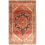 Bakhtiari Persian Rug 8'3" x 4'12" - Semi Antique Medallion Blue, Crimson Hand Knotted | front view | SKU 111645