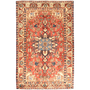 Isfahan Persian Rug 6'11" x 4'7" - Semi Antique Medallion Crimson, Cream Hand Knotted | front view | SKU 111646