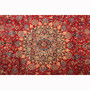 Kashmar Persian Rug 12x9 ft - Semi Antique Shah Abbasi, Medallion (Toranj) Crimson, Ivory, Navy Blue Hand Knotted | pile detail | SKU 111653