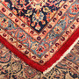 Kashmar Persian Rug 12x9 ft - Semi Antique Shah Abbasi, Medallion (Toranj) Crimson, Ivory, Navy Blue Hand Knotted | corner detail | SKU 111653