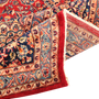 Kashmar Persian Rug 12x9 ft - Semi Antique Shah Abbasi, Medallion (Toranj) Crimson, Ivory, Navy Blue Hand Knotted | detail view | SKU 111653