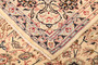 Tabas Persian Rug 12'12" x 9'6" - Semi Antique Medallion White, Blue Hand Knotted | corner detail | SKU 111655