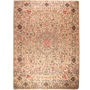 Tabas Persian Rug 12'12" x 9'6" - Semi Antique Medallion White, Blue Hand Knotted | front view | SKU 111655