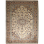 Kashan Persian Rug 11'6" x 8'2" - Semi Antique Medallion Crimson, Navy Blue Hand Knotted | front view | SKU 111660