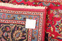 Kashmar Persian Rug 9x6 ft - Semi Antique Shah Abbasi, Medallion (Toranj) Crimson, Ivory, Navy Blue Hand Knotted | corner detail | SKU 111661
