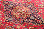 Kashmar Persian Rug 9x6 ft - Semi Antique Shah Abbasi, Medallion (Toranj) Crimson, Ivory, Navy Blue Hand Knotted | texture detail | SKU 111661