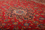 Kashan Persian Rug 13'5" x 9'4" - Semi Antique Medallion Crimson, Navy Blue Hand Knotted | detail view | SKU 111663