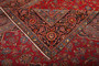 Kashan Persian Rug 13'5" x 9'4" - Semi Antique Medallion Crimson, Navy Blue Hand Knotted | pile detail | SKU 111663