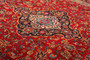 Kashan Persian Rug 11x8 ft - Semi Antique Medallion Crimson, Navy Blue Hand Knotted | pile detail | SKU 111668