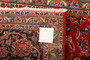 Kashan Persian Rug 11x8 ft - Semi Antique Medallion Crimson, Navy Blue Hand Knotted | detail view | SKU 111668