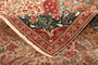 Tabriz Persian Rug 10x7 ft - Semi Antique Medallion Toranj Shah Abbasi Cream Red Terracotta Hand Knotted | corner detail | SKU 111671