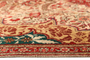 Tabriz Persian Rug 10x7 ft - Semi Antique Medallion Toranj Shah Abbasi Cream Red Terracotta Hand Knotted | full view | SKU 111671