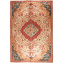 Tabriz Persian Rug 10x7 ft - Semi Antique Medallion Toranj Shah Abbasi Cream Red Terracotta Hand Knotted | front view | SKU 111671