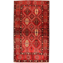 Quchan Persian Rug 9'3" x 5'4" - Semi Antique Medallion Red, Blue Hand Knotted | front view | SKU 111674