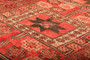 Quchan Persian Rug 8'6" x 5'3" - Semi Antique Medallion Red, Blue Hand Knotted | detail view | SKU 111678