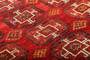 Baluch Persian Rug 9x5 ft - Semi Antique Geometric, Turkmen Gul Red, Crimson, Dark Red Hand Knotted | detail view | SKU 111679