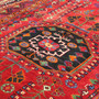 Quchan Persian Rug 9x4 ft - Semi Antique Medallion (Toranj), Geometric Madder Red, Navy Blue, Ivory Hand Knotted | back view | SKU 111681