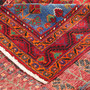 Quchan Persian Rug 9x4 ft - Semi Antique Medallion (Toranj), Geometric Madder Red, Navy Blue, Ivory Hand Knotted | corner detail | SKU 111681